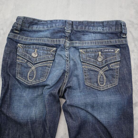 Calvin Klein Jeans Womens 6 Blue Denim Flat Front Pockets Lean Boot Pants - Picture 12 of 16